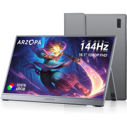 ARZOPA Écran Portable 16,1'' 144 Hz avec Sac de Rangement, 106% sRGB 1920 × 1080p FHD HDR 144 Hz, Ultra-Fin - Second écran Exter