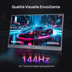 ARZOPA Écran Portable 16,1'' 144 Hz avec Sac de Rangement, 106% sRGB 1920 × 1080p FHD HDR 144 Hz, Ultra-Fin - Second écran Exter