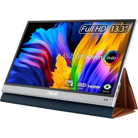 ASUS Zenscreen OLED MQ13AH - Ecran PC Portable 13,3" FHD - Télétravail ou Gaming - Alimentation Via USB-C/Micro HDMI - 1920x1080