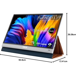 ASUS Zenscreen OLED MQ13AH - Ecran PC Portable 13,3" FHD - Télétravail ou Gaming - Alimentation Via USB-C/Micro HDMI - 1920x1080