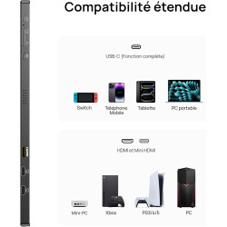 ARZOPA Grand Ecran Portable 17,3 Pouces, Moniteur Portable FHD HDR IPS, Deuxième Écran Externe avec Béquille USB C HDMI pour PC 