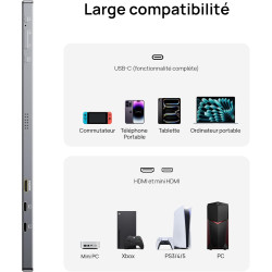 ARZOPA Écran Portable 17,3" Gris, Moniteur Portable 1080P FHD 103% sRGB IPS Gaming Écran Externe avec Pied Intégré HDMI USB-C po