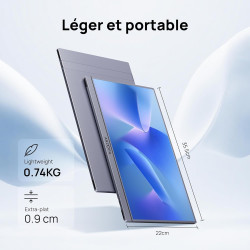 ARZOPA Écran Portable 15,6" 1920x1080 FHD IPS, Moniteur Portable USB-C Ultra Fin avec Pied Intégré, HDR10, Haut-Parleurs, Compat