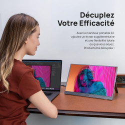 ARZOPA Écran Portable 15,6" 1920x1080 FHD IPS, Moniteur Portable USB-C Ultra Fin avec Pied Intégré, HDR10, Haut-Parleurs, Compat