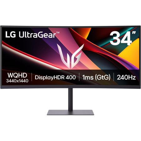 LG Ultragear™ 34G630A-B.AEU Ecran PC Gaming 34" - Dalle VA résolution WQHD (3440 x 1440), 1ms GtG 240Hz, DisplayHDR™ 400, sRGB 9