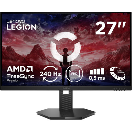 Lenovo Legion 27-10 - Écran Gaming 27'' (FHD, IPS, 240Hz, 0.5ms, 2X HDMI 2.1, DP 1.4, Câble HDMI, AMD FreeSync Premium) Réglage 