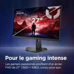 Lenovo Legion 27-10 - Écran Gaming 27'' (FHD, IPS, 240Hz, 0.5ms, 2X HDMI 2.1, DP 1.4, Câble HDMI, AMD FreeSync Premium) Réglage 