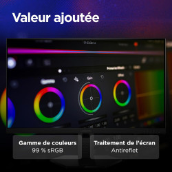Lenovo Legion 27-10 - Écran Gaming 27'' (FHD, IPS, 240Hz, 0.5ms, 2X HDMI 2.1, DP 1.4, Câble HDMI, AMD FreeSync Premium) Réglage 