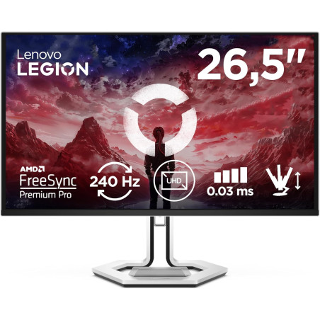 Lenovo Legion Pro 27UD-10 - Écran Gaming de 26.5" avec Eyesafe (UHD, QD-OLED, 240Hz, 0.03ms GtG, 2xHDMI+DP+ USB Type-C, AMD Free