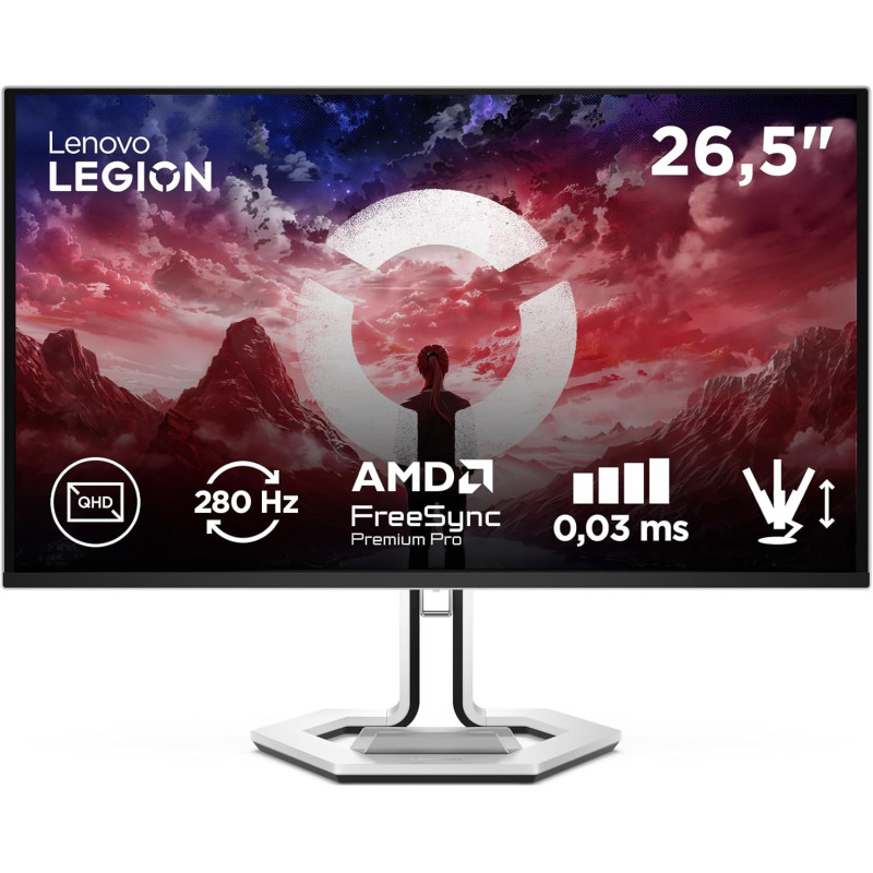 Lenovo Legion Pro 27Q-10 - Écran Gaming de 26.5" avec Eyesafe (QHD, QD-OLED, 280Hz, 0.03ms GtG, 2xHDMI+DP+ USB Type-C, AMD FreeS