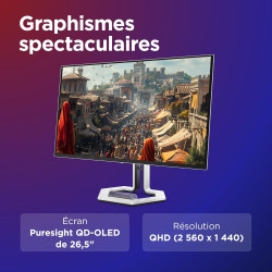 Lenovo Legion Pro 27Q-10 - Écran Gaming de 26.5" avec Eyesafe (QHD, QD-OLED, 280Hz, 0.03ms GtG, 2xHDMI+DP+ USB Type-C, AMD FreeS