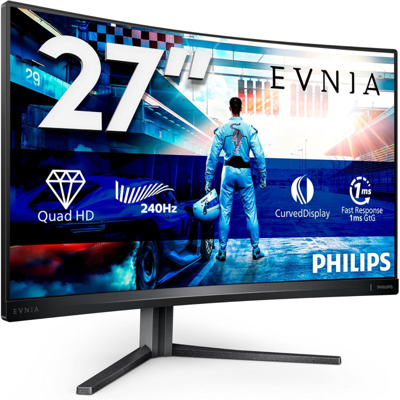 Philips Evnia 27M2C5500W/00 - Moniteur de Jeu QHD incurvé 27 Pouces, 240 Hz, HDR400, 1 ms GtG, FreeSync Premium Pro (2560x1440, 