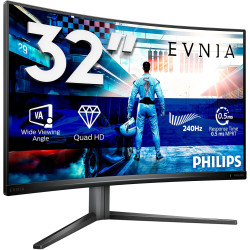 Philips Evnia 32M2C5500W - 32 Pouces QHD Curved Gaming Monitor, 0,5 ms MPRT, 240 Hz, FreeSync Prem. Pro., HDR400 (2560x1440, HDM