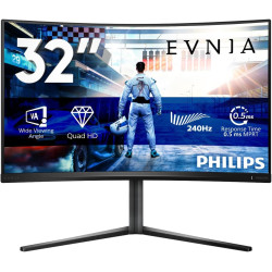 Philips Evnia 32M2C5500W - 32 Pouces QHD Curved Gaming Monitor, 0,5 ms MPRT, 240 Hz, FreeSync Prem. Pro., HDR400 (2560x1440, HDM