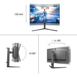 Philips Evnia 32M2C5500W - 32 Pouces QHD Curved Gaming Monitor, 0,5 ms MPRT, 240 Hz, FreeSync Prem. Pro., HDR400 (2560x1440, HDM