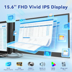 domyfan 15,6" Extension d’écran pour Ordinateur Portable, Triple écran Portable IPS FHD 1080P Ultra-Fin, pour 13-17" laptops, Pl