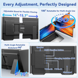 domyfan 15,6" Extension d’écran pour Ordinateur Portable, Triple écran Portable IPS FHD 1080P Ultra-Fin, pour 13-17" laptops, Pl