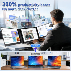 domyfan 15,6" Extension d’écran pour Ordinateur Portable, Triple écran Portable IPS FHD 1080P Ultra-Fin, pour 13-17" laptops, Pl