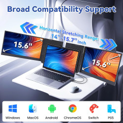 domyfan 15,6" Extension d’écran pour Ordinateur Portable, Triple écran Portable IPS FHD 1080P Ultra-Fin, pour 13-17" laptops, Pl