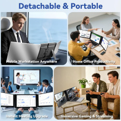 domyfan 15,6" Extension d’écran pour Ordinateur Portable, Triple écran Portable IPS FHD 1080P Ultra-Fin, pour 13-17" laptops, Pl