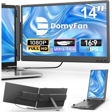 Écran Portable,Écran d'Extension pour PC Portable 14",Double Moniteur Portable Ultra-Fin FHD 1080P IPS pour PC Portable 13"-17",