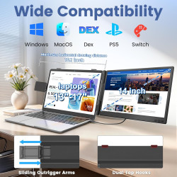 Écran Portable,Écran d'Extension pour PC Portable 14",Double Moniteur Portable Ultra-Fin FHD 1080P IPS pour PC Portable 13"-17",