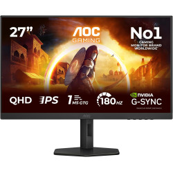 AOC Gaming Moniteur Q27G4XD 27 Pouce 180Hz Fast IPS Dalle, 0.5ms MPRT, HDR400, G-Sync Compatible, Ajustable en Hauteur, (2560x14