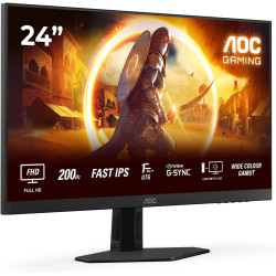 AOC Gaming Moniteur 24G4HRE 23.8 Pouce 200Hz Fast IPS Dalle, 0.5ms MPRT, HDR10, G-Sync Compatible, Haut-parleurs, (1920x1080 HDM