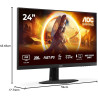 AOC Gaming Moniteur 24G4HRE 23.8 Pouce 200Hz Fast IPS Dalle, 0.5ms MPRT, HDR10, G-Sync Compatible, Haut-parleurs, (1920x1080 HDM