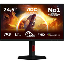 AOC Gaming Moniteur 25G4KUR 25 Pouce 420Hz, Fast IPS Dalle, 0.5ms GtG, HDR400, G-Sync Comp., Ajustable en Hauteur, USB Hub(1920x