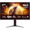 Aoc moniteur q27g4zd 27 pouce 280hz qd-oled dalle, 0.03ms gtg, hdr400 truenoir, g-sync compatible, ajustable en hauteur, usb hub