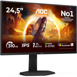 AOC Gaming Moniteur 25G4SXU 24.5 Pouce 310Hz, Fast IPS Dalle, 0.3ms MPRT, HDR400, G-Sync Compatible, Ajustable en Hauteur, USB H
