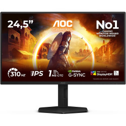AOC Gaming Moniteur 25G4SXU 24.5 Pouce 310Hz, Fast IPS Dalle, 0.3ms MPRT, HDR400, G-Sync Compatible, Ajustable en Hauteur, USB H