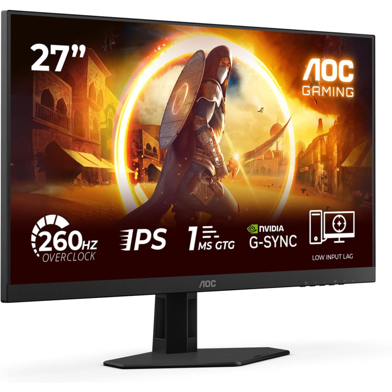 AOC Gaming Moniteur 27G4ZRE 27 Pouce 260Hz, Fast IPS Dalle, 0.3ms MPRT, HDR10, G-Sync Compatible, (1920x1080 HDMI 2X 2.0 DP 1x 1