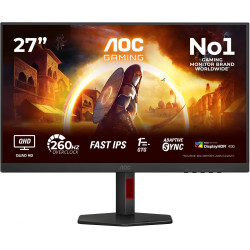 AOC Gaming Moniteur Q27G4ZR 27 Pouce 260Hz, Fast IPS Dalle, 0.3ms MPRT, HDR400, G-Sync Compatible, Ajustable en Hauteur, Haut-pa