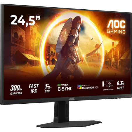 AOC Gaming Moniteur 25G4SRE 24.5 Pouce 310Hz, Fast IPS Dalle, 0.3ms MPRT, HDR400, G-Sync Compatible, (1920x1080 HDMI 2X 2.0 DP 1
