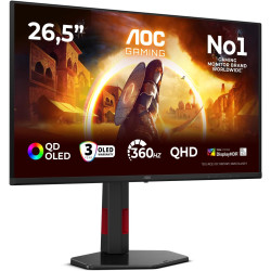 Aoc gaming moniteur q27g4sdr 27 pouce 360hz qd-oled dalle, 0.03ms gtg, hdr400 truenoir, g-sync compatible, ajustable en hauteur,