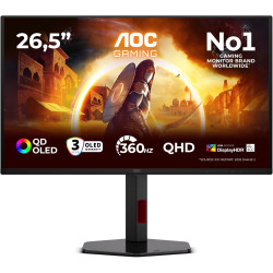 Aoc gaming moniteur q27g4sdr 27 pouce 360hz qd-oled dalle, 0.03ms gtg, hdr400 truenoir, g-sync compatible, ajustable en hauteur,