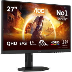 AOC Gaming Moniteur Q27G4XF 27 Pouce 180Hz Fast IPS Dalle, 0.5ms MPRT, HDR10, G-Sync Compatible, Ajustable en Hauteur, (2560x144