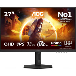 AOC Gaming Moniteur Q27G4XF 27 Pouce 180Hz Fast IPS Dalle, 0.5ms MPRT, HDR10, G-Sync Compatible, Ajustable en Hauteur, (2560x144