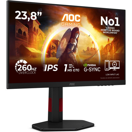 AOC Gaming Moniteur 24G4ZR 24 Pouce 260Hz, Fast IPS Dalle, 1ms GtG, HDR10, G-Sync Compatible, Ajustable en Hauteur, (1920x1080 H