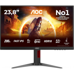 AOC Gaming Moniteur 24G4HA 23.8 Pouce 200Hz Fast IPS Dalle, 0.5ms MPRT, HDR10, G-Sync Compatible, Ajustable en Hauteur, Haut-par