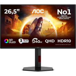 AOC Gaming Moniteur Q27G4ZDR 27 Pouce 240Hz QD-OLED Dalle, 0.03ms GtG, HDR10, G-Sync Compatible, Ajustable en Hauteur, USB Hub(2