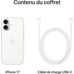 Apple iPhone 17 256 Go : Écran 6,3 pouces avec ProMotion, Puce A19, Caméra avant Center Stage, Meilleure résistance aux rayures,