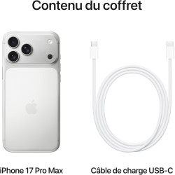 Apple iPhone 17 Pro Max 1 To : Écran 6,9 pouces avec ProMotion, Puce A19 Pro, Autonomie record sur iPhone, Système caméra Pro Fu