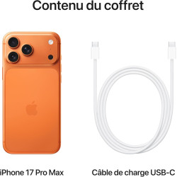 Apple iphone 17 pro max 512 go : écran 6,9 pouces, puce a19 pro, autonomie record sur iphone, système caméra pro fusion, caméra 