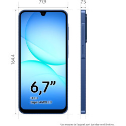 Samsung Galaxy A17 5G 128 Go, Smartphone Android déverrouillé, écran 6,7", Batterie 5000 mAh, Bleu, Version FR