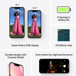 Apple iPhone 13, 256GB, Rose - (Reconditionné)