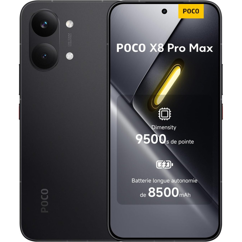POCO X8 Pro Max, Smartphone 12+512 Go, Processeur Haut de Gamme Dimensity 9500s, écran AMOLED Ultra-Lumineux, 50 MP Light Fusion