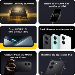 POCO X8 Pro, Smartphone 8+256 Go, Processeur Haut de Gamme Dimensity 8500-Ultra écran AMOLED Ultra-Lumineux, 50 MP Sony IMX882 a